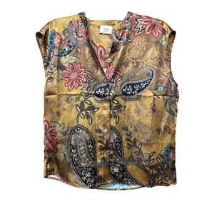 Ellie Tahari Women XS Sleeveless Floral Artsy Top Office Work Business Softgirl